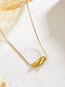 MYKI Stainless Steel Gold-Plated Quirky Pendant With Chain