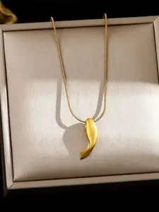 MYKI Stainless Steel Gold-Plated Quirky Pendant With Chain