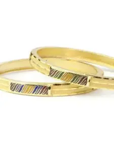 leshya Set Of 2 Artificial Stones and Beads Meenakari Bangles