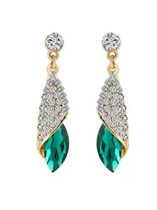 YouBella Gold-Plated Artificial Stones Studded Contemporary Shaped Drop Earrings