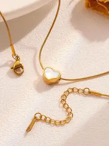 MYKI Stainless Steel Gold-Plated Heart Shaped Pendant With Chain