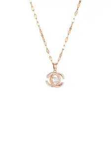 MYKI Stainless Steel Rose Gold-Plated Quirky Pendant With Chain