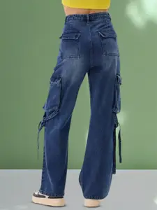 RIVI Women Jean Straight Fit High-Rise Light Fade Acid Wash Stretchable Jeans