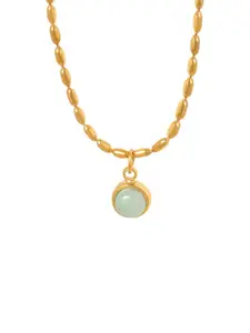 MYKI Stainless Steel Gold-Plated Artificial Stones Studded Quirky Pendant With Chain