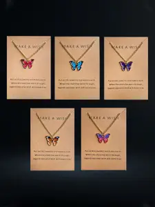 YouBella Set Of 5 Gold-Plated Animal Shaped Pendants With Chains