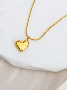 MYKI Stainless Steel Gold-Plated Heart Shaped Pendant With Chain