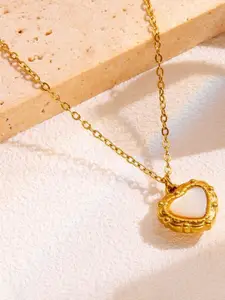 MYKI Stainless Steel Gold-Plated Heart Shaped Pendant With Chain