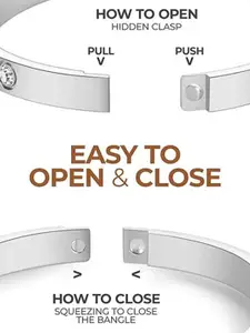 DressBerry Women 2 American Diamond Silver-Plated Kada Bracelet