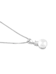Peora 925 Sterling Silver Rhodium-Plated Pendant With Chain