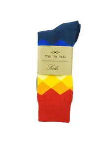 The Tie Hub Men Checked Cotton Calf Length Socks