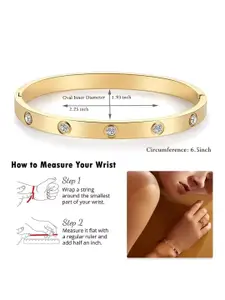 DressBerry Women 2 American Diamond Antique Silver-Plated Kada Bracelet