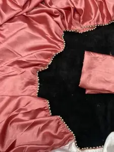 KALINI Colourblocked Beads and Stones Satin Saree