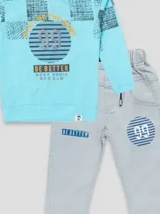 YK X JUST KiDDiNG Boys Printed T-shirt with Trousers