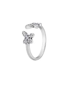 GIVA Silver-Plated Oxidised Toe Rings