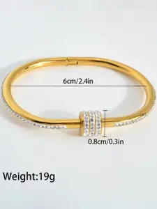 DressBerry Women 2 American Diamond Rose Gold-Plated Kada Bracelet