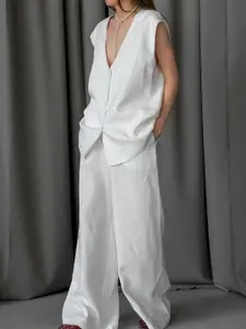 MIAKEE V-Neck Top With Trouser Co-Ords