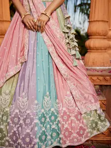 panchhi Embroidered Beads and Stones Semi-Stitched Lehenga & Unstitched Blouse With Dupatta