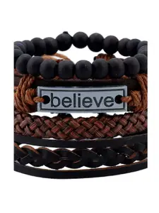 OOMPH Men 4 Leather Handcrafted Wraparound Bracelet