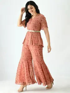 SEEDS OF FUSION V Neck Top With palazzos Co-Ords