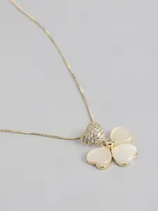 DressBerry Floral Shaped Stone-Studded Pendants with Chains