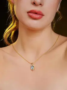 Soraya Luxe 925 Sterling Silver 18K Gold Plated Azure Aura Pendant & Chain