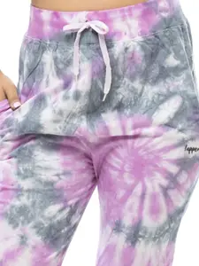 LAPPEN FASHION Women Tie & Dye Cotton Mid-Rise Joggers