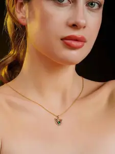 Soraya Luxe 925 Sterling Silver 18K Gold Plated Ethereal Pendant Necklace With Chain