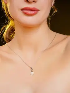 Soraya Luxe 925 Sterling Silver Moissanite Diamond Raindrop Pendant Necklace