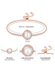 Peora Women 2 Brass Cubic Zirconia Rose Gold-Plated Wraparound Bracelet