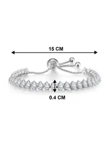 Peora Women 2 Cubic Zirconia Silver-Plated Wraparound Bracelet