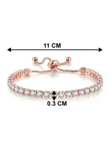 Peora Women 2 Cubic Zirconia Rose Gold-Plated Wraparound Bracelet