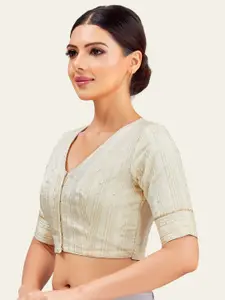 Studio Shringaar Woven Design Non Padded V Neck Saree Blouse