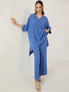 FEMMELLA V Neck Top With Trousers Co-Ords Set