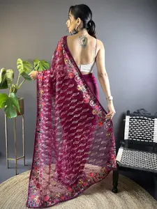 LeeliPeeri Designer Floral Embroidered Net Designer Saree
