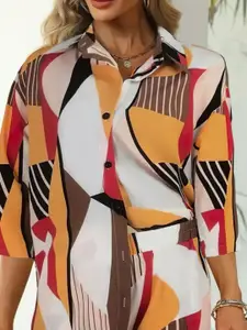 ZWERLON Printed Shirt Collar Shirt With Shorts Co-Ords