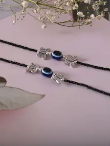 Sangria Evil Eye Beaded Black Anklets