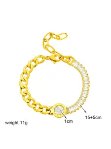 KARISHMA KREATIONS Gold-Plated Stainless Steel Zircon Studded Link Bracelet
