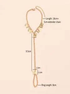 AQUASTREET Gold-Plated Skin Friendly Butterfly Ring Bracelet