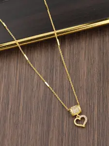 Boghra Sales Set Of 3 Gold-Plated Heart Shaped American Diamond Studded Pendants & Chains