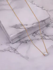 Boghra Sales Set Of 3 Gold-Plated American Diamond Studded & Beaded Pendants With Chains