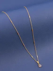 Boghra Sales Set Of 3 Gold-Plated American diamond Studded Pendants With Chains