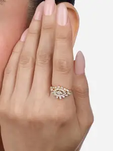 Zaveri Pearls Pack of 2 Cubic Zirconia Stone-Studded Adjustable Finger Rings