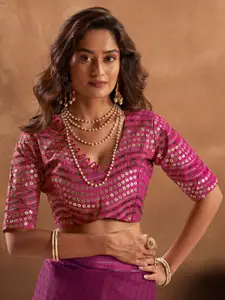 Sangria Printed Party Wear Saree With Blouse Piece