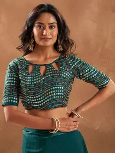 Sangria Printed Party Wear Georgette Saree With Matching Blouse