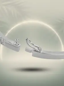 Anouk Rhodium-Plated American Diamond & Cubic Zirconia Studded Bangle-Style Bracelet