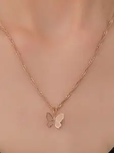 Sangria Butterfly Shaped Pendant With Chain