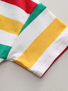 INCLUD Boys Striped Polo Collar T-shirt With Shorts