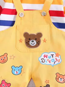 INCLUD Boys Graphic Printed Dungaree With T-shirt