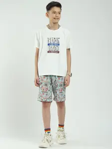 Monte Carlo Boys Printed Collared Shirt & Shorts With T-Shirt Clothing Set