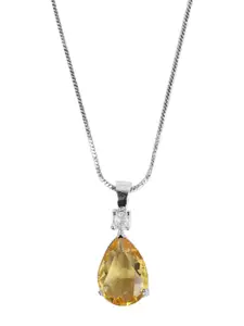 Sangria Stone Studded Teardrop Shaped Pendant With Chain